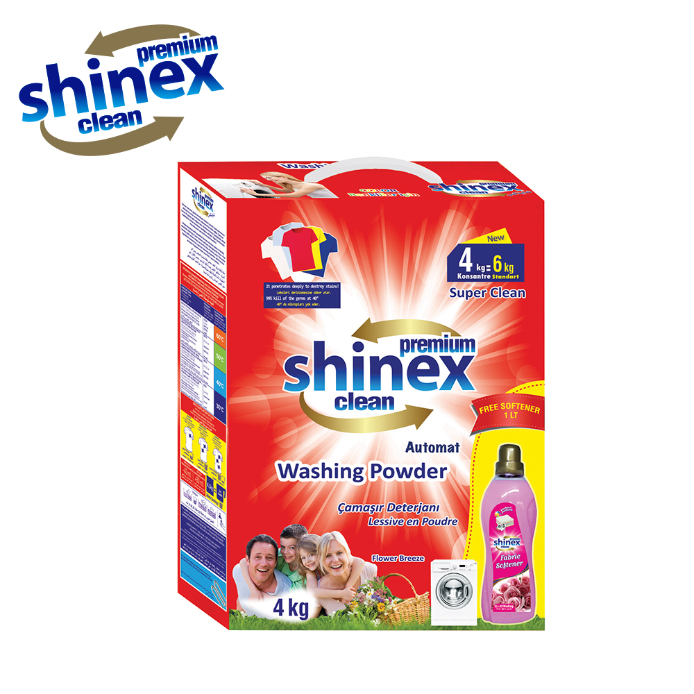 Shinex Matic - Automat Powder Detergent 4 Kg + 1 Kg Softener Free - Box